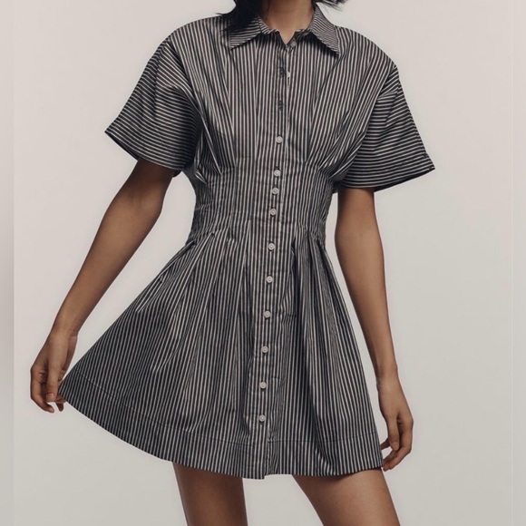 Anthropologie Dresses & Skirts - NWT Anthropologie The Tobie Button-Front Pleated Mini Shirt Dress by Exquise L